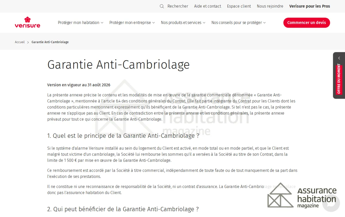 Capture : Garantie Anti-Cambriolage | Verisure